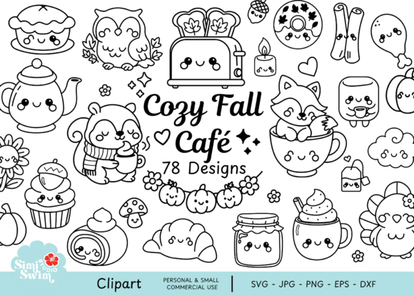 Cozy Fall Cafe Clipart Bundle Cute Designs