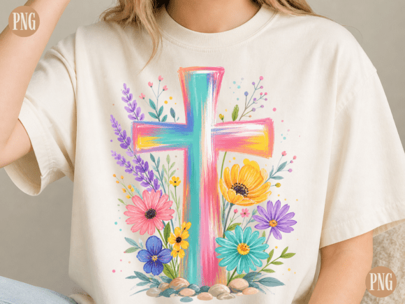 Floral Christian Cross PNG Watercolor: Integrating Faith-Based Art into Modern Digital Crafting
