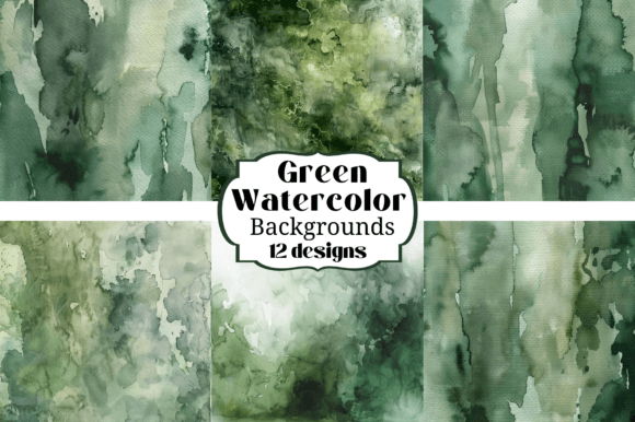 Green Watercolor Digital Paper Background Assets for Versatile Creative Projects