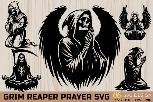 Grim Reaper Prayer SVG Bundle: Gothic Art Assets