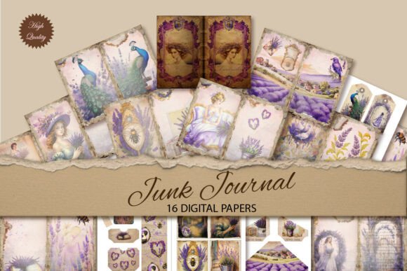 Lavender Junk Journal Paper Background: A Digital Crafting Essential