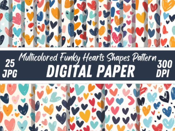 Multicolored Funky Hearts Shapes Pattern Guide