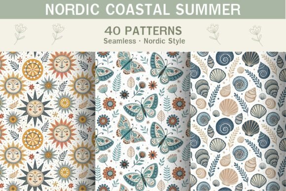 Nordic Coastal Summer Digital Paper Pack