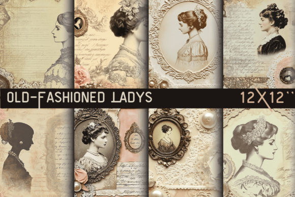 Old-Fashioned Lady's Scrapbook Paper for Timeless Craft Projects