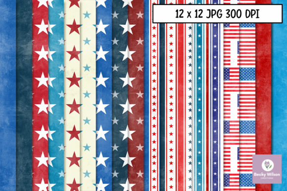 Patriotic Paper Pack: 18 High-Res Digital Designs