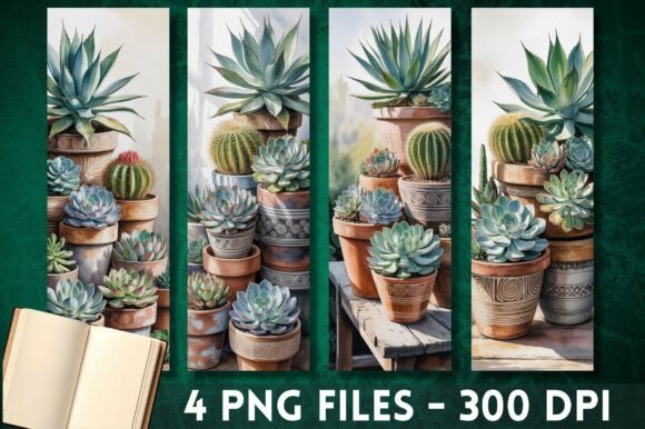 Potted Succulent Plants Garden Bookmark: Elevating Reading and Crafting with Digital Botanical Art