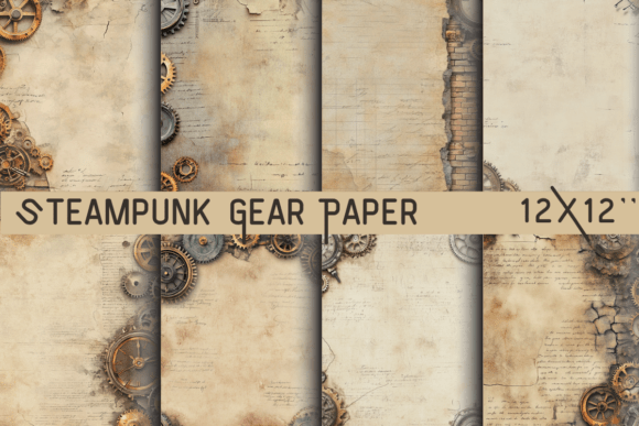 Steampunk Gear Paper: Vintage Industrial Design Assets