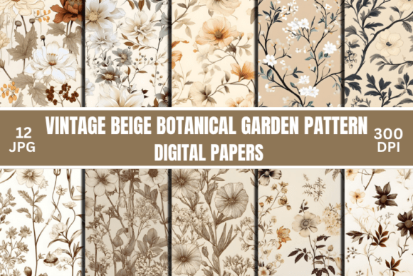 Vintage Beige Botanical Garden Pattern: A Timeless Choice for Digital Design and Party Themes